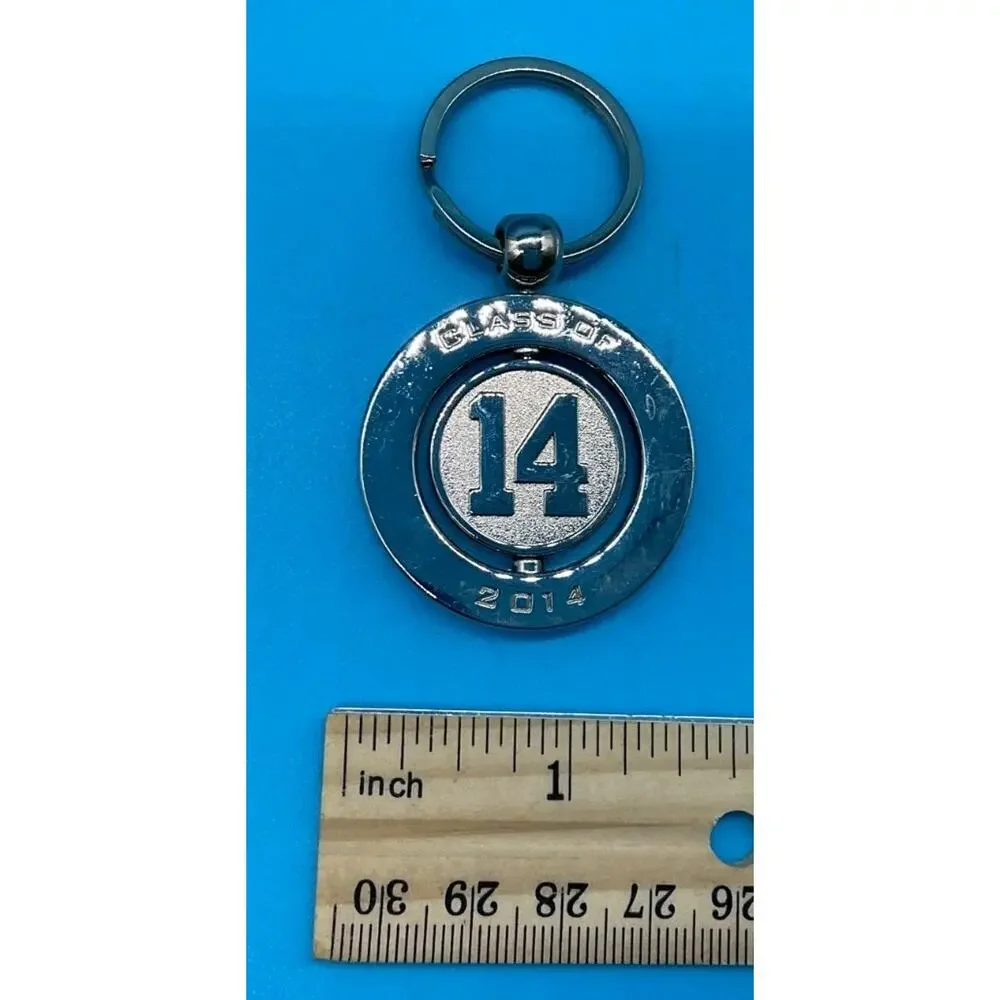 Class of 2014 Spinner Keychain Silver Round Graduation Gift Keepsake
